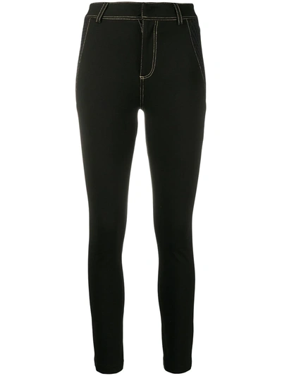 Versace Jeans Couture Contrasting Stitching Leggings In Black