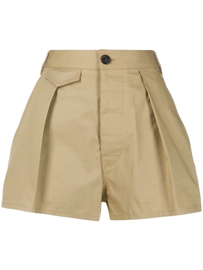Dsquared2 Teen High-waisted Flared Shorts In Brown