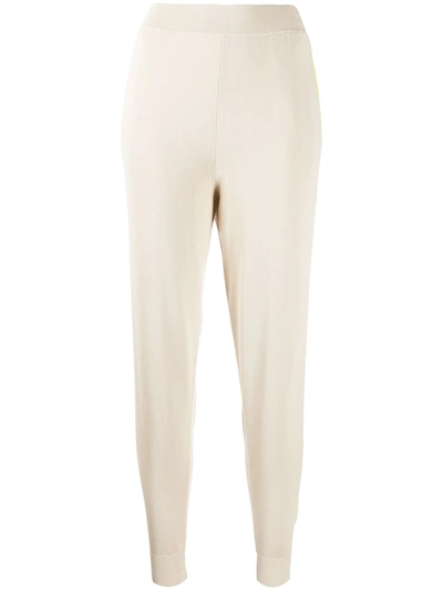Stella Mccartney High-waisted Knitted Track Pants In Neutrals