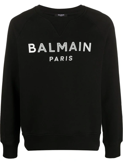 Balmain Logo Appliqué Sweatshirt In Black