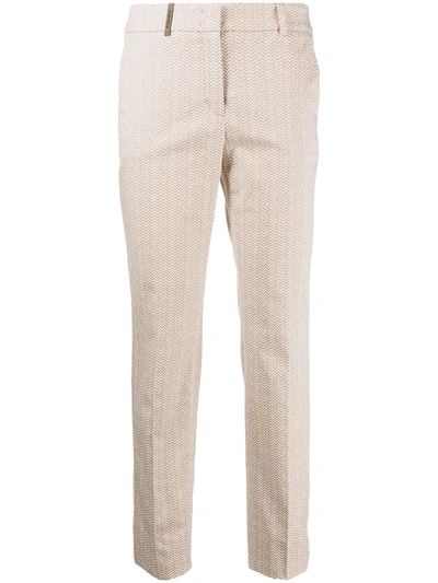 Peserico Chevron Print Tailored Trousers In Neutrals