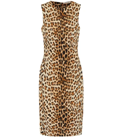 Roberto Cavalli Leopard Chine Print Sleeveless Dress In Neutrals