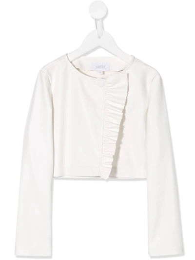Aletta Teen Faux-leather Ruffled Jacket In White