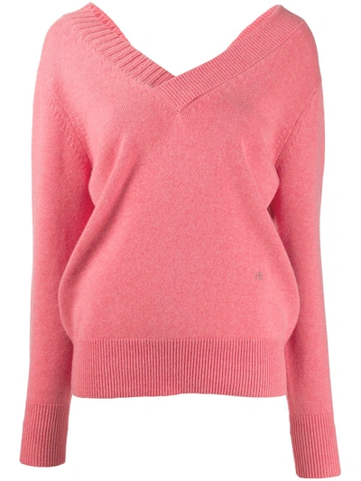 Victoria Beckham V-neck Knitted Jumper In Pink