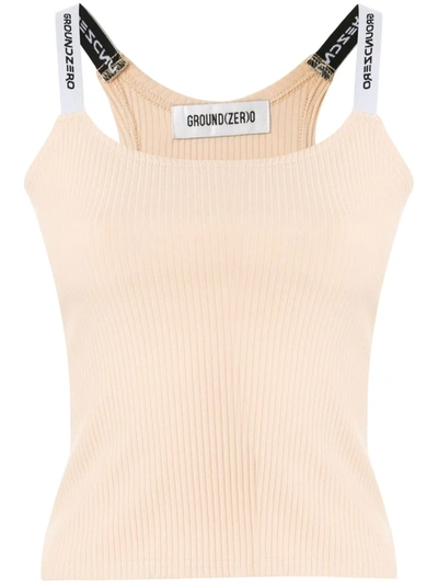 Ground Zero Logo Strap Waistcoat Top In Neutrals