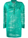Alberta Ferretti Long Sleeve Lace Knit Polo Shirt In Green
