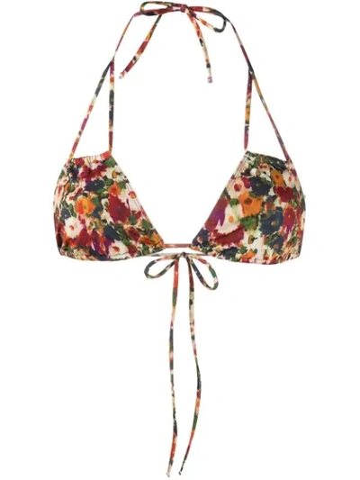 Roseanna Maquette Clea Floral Print Bikini Top In Blue