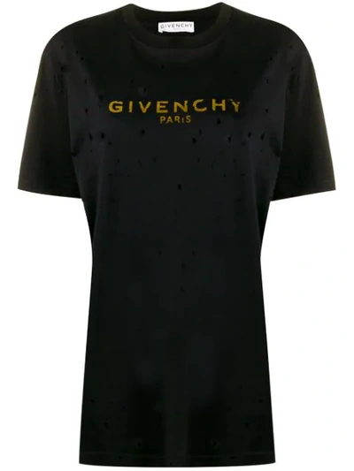 Givenchy Vintage Logo Print T-shirt In Black