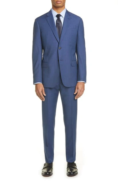 Emporio Armani G Line Trim Fit Check Wool Suit In Blue