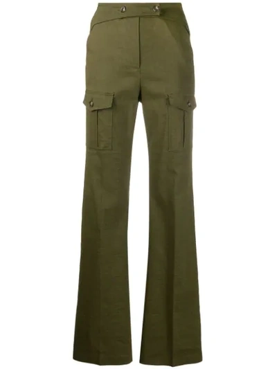 Pinko High-rise Flared Trousers In Green