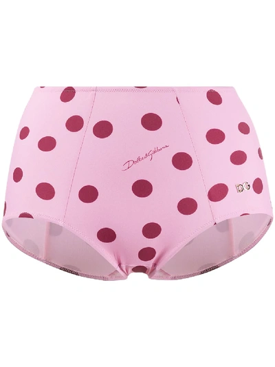 Dolce & Gabbana Polka Dot Print Bikini Bottom In Hf96r Pink