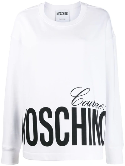 Moschino Couture! Logo Crew Neck Sweatshirt In White,black