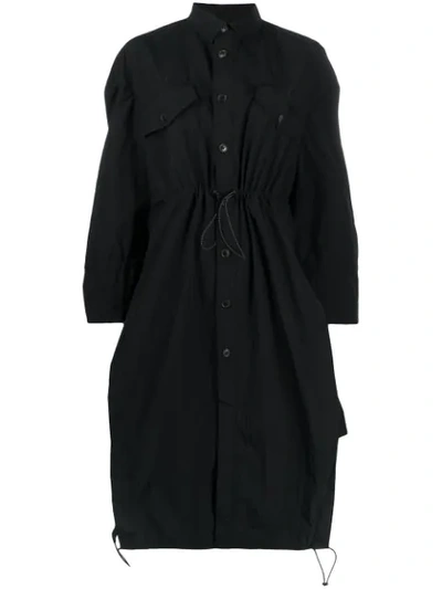 Henrik Vibskov Single-breasted Drawstring Waist Coat In Black