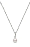 Mikimoto Diamond & Pearl Pendant Necklace In White Gold