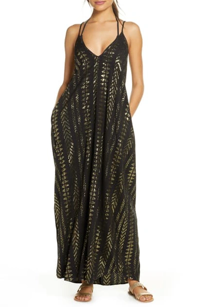 Elan Cover-up Maxi Slipdress In Black