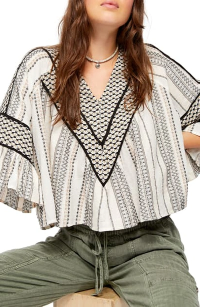 Free People Runnin' On A Dream Striped Cotton Top In Ivory