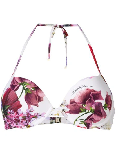 Dolce & Gabbana Pansy Print Underwire Bikini Top In Pink