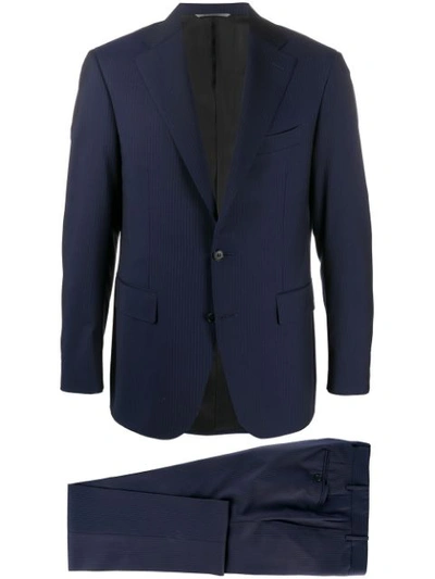 Canali Regular Fit Striped Two Piece Suit In Blue