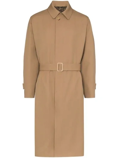 Fendi Belted Trench Coat In Beige