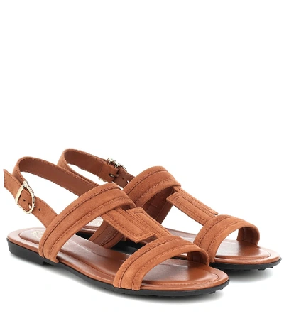 Tod's Suede Sandals In Brown