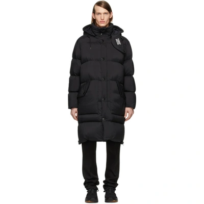 Burberry Detachable Hood Stretch Nylon Puffer Coat In Black