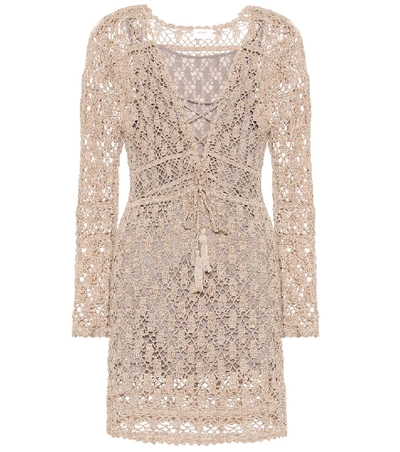 Anna Kosturova Bianca Crochet-cotton Minidress In Beige