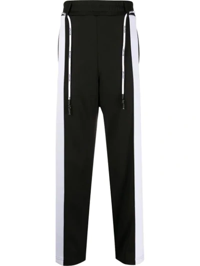 Palm Angels Striped Details Track Pants In Black/white