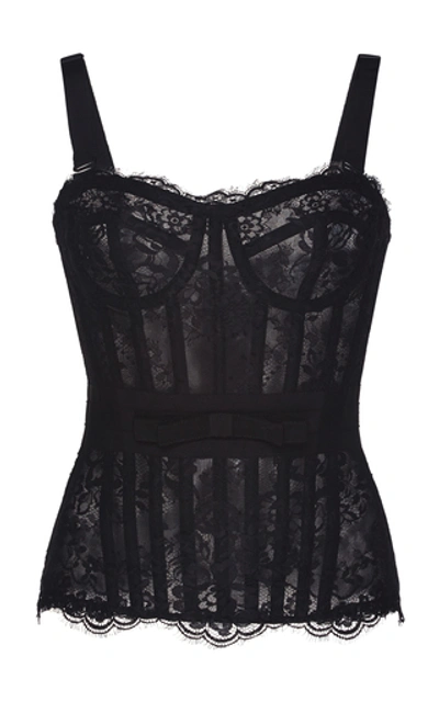 Zuhair Murad Chantilly Lace Corset Top In Black