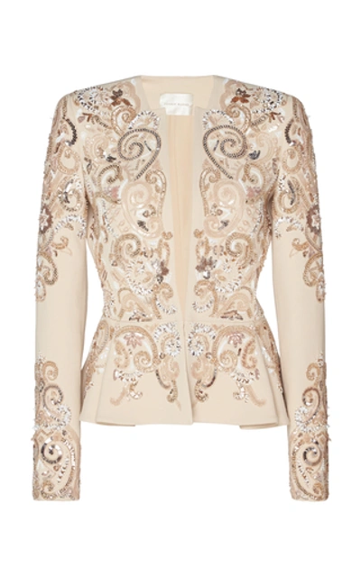 Zuhair Murad Sequin-embellished Structured Cady Jacket In Neutral