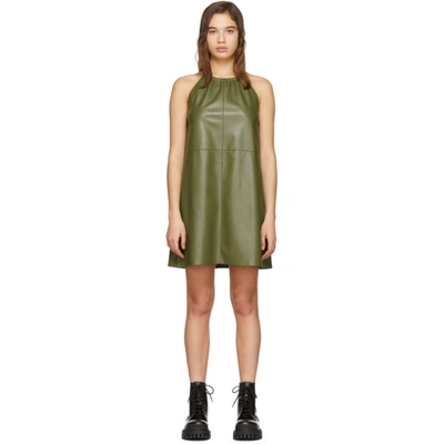 Aeron Green Faux-leather Clementine Dress In 177 Moss