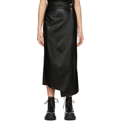 Aeron Black Faux-leather Lucilla Wrap Skirt In 002 Black