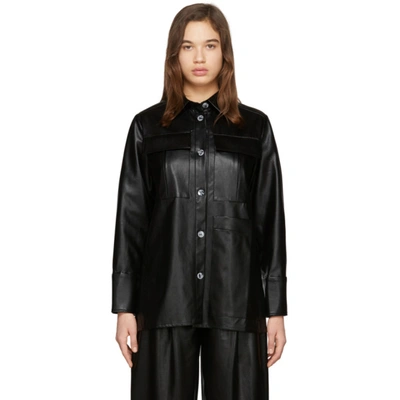 Aeron Ssense Exclusive Black Faux-leather Blanche Shirt In 002 Black