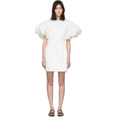 Edit White Balloon Sleeve Short Dress In 000 Ivory