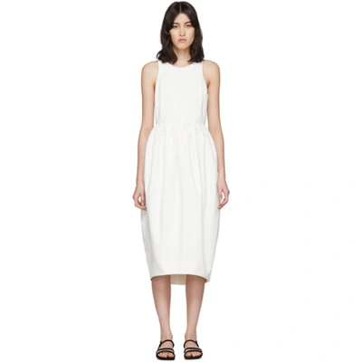 Edit White Racer Back Puff Dress In 000 Ivory
