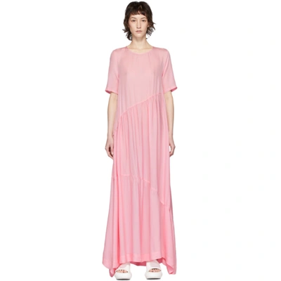 Collina Strada Ssense Exclusive Pink Silk Charlie Engman Edition Ritual Dress In Baby Pink