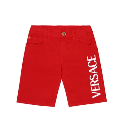 Versace Kids' Logo Shorts In Red