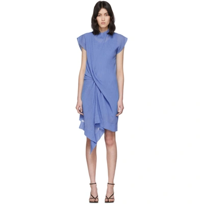 Nina Ricci Blue Draped Dress In U4293 Blue