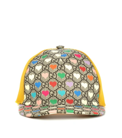 Gucci Kids' Gg Heart Baseball Cap In Beige