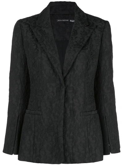 Josie Natori Textured Split Sleeve Blazer In Black