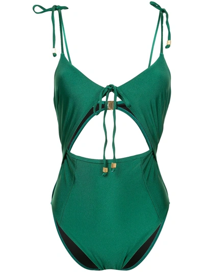 Suboo Tie Shoulder Swimsuit In Green