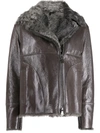 Manzoni 24 Zipped Shearling Jacket In Grey