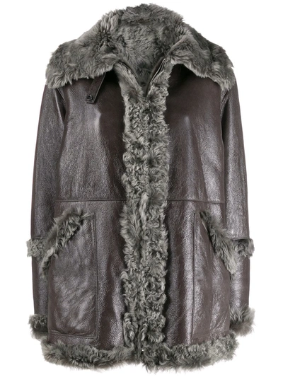 Manzoni 24 Shearling Zipped Jacket In Grey