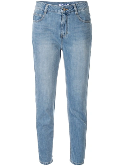 Sjyp Zip Embellished Jeans In Blue