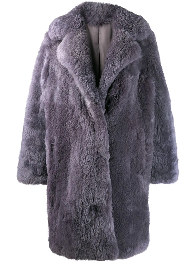 Liska Oversized Fur Coat In Grey