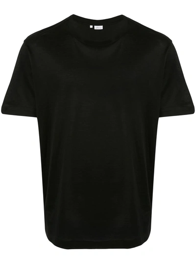 Brioni Logo-embroidered Cotton-jersey T-shirt In Black