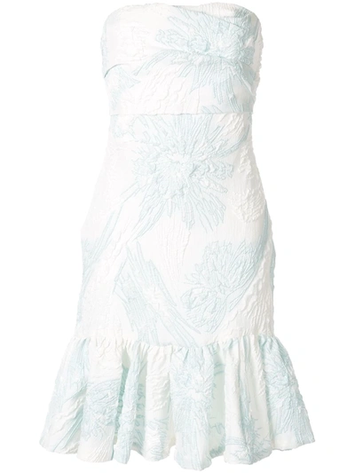 Bambah Floral Strapless Dress In White