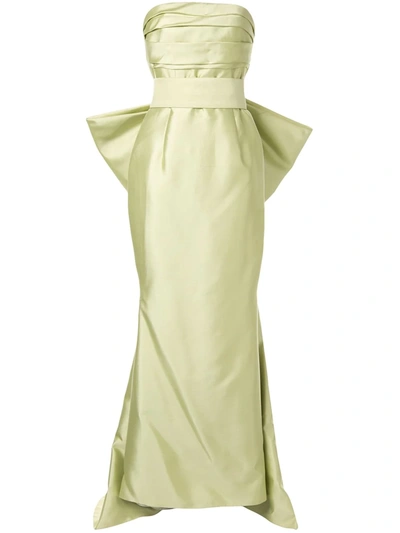 Bambah Cacti Bow Gown In Green