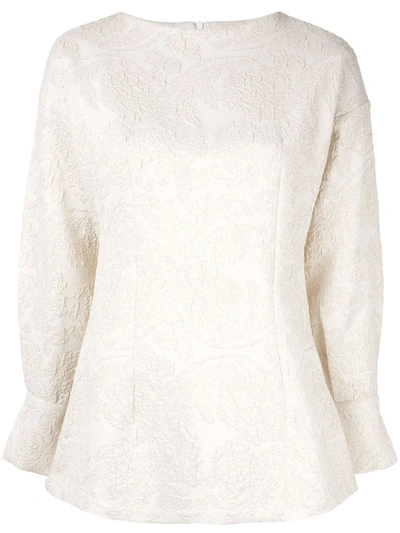 Bambah Long-sleeved Patterned Top In White