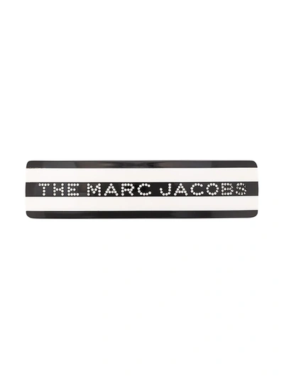 Marc Jacobs Striped Logo Hair Clip In Black