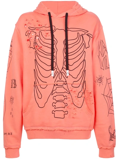 Haculla Sing Distressed Graphic Hoody In Orange
